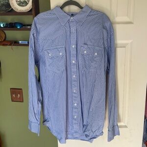 Resistol Men's western Blue and White Striped Button Down Shirt